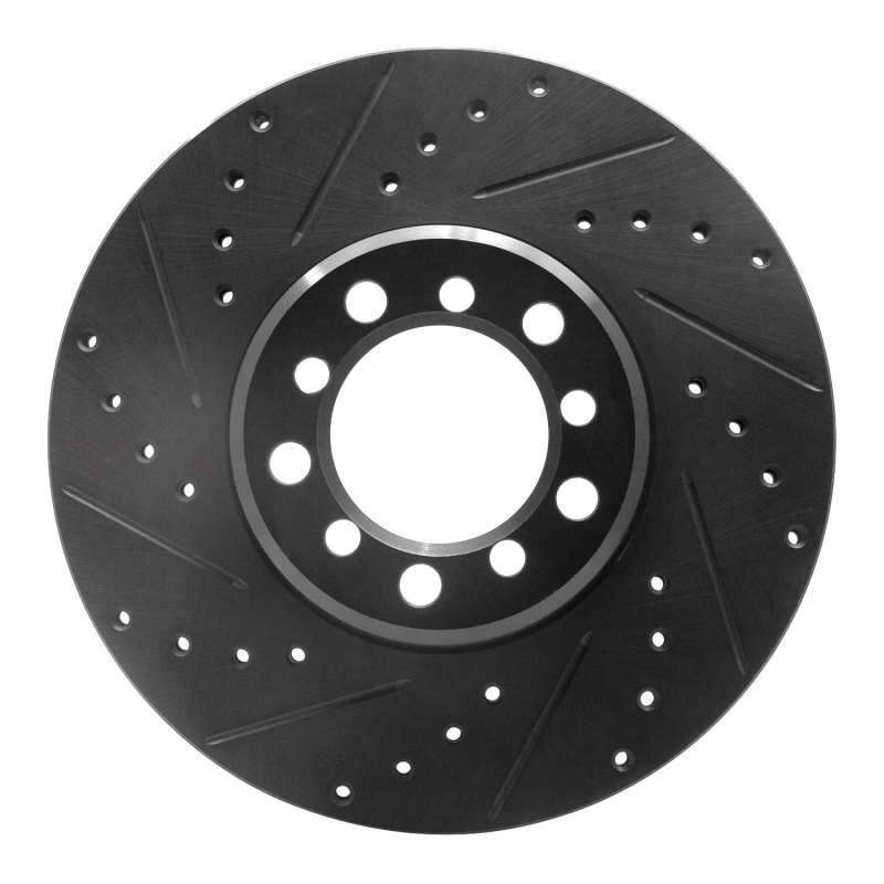 Picture of R1 85-91 Mercedes-Benz 300SE Front Left Drilled & Slotted Black Brake Rotor