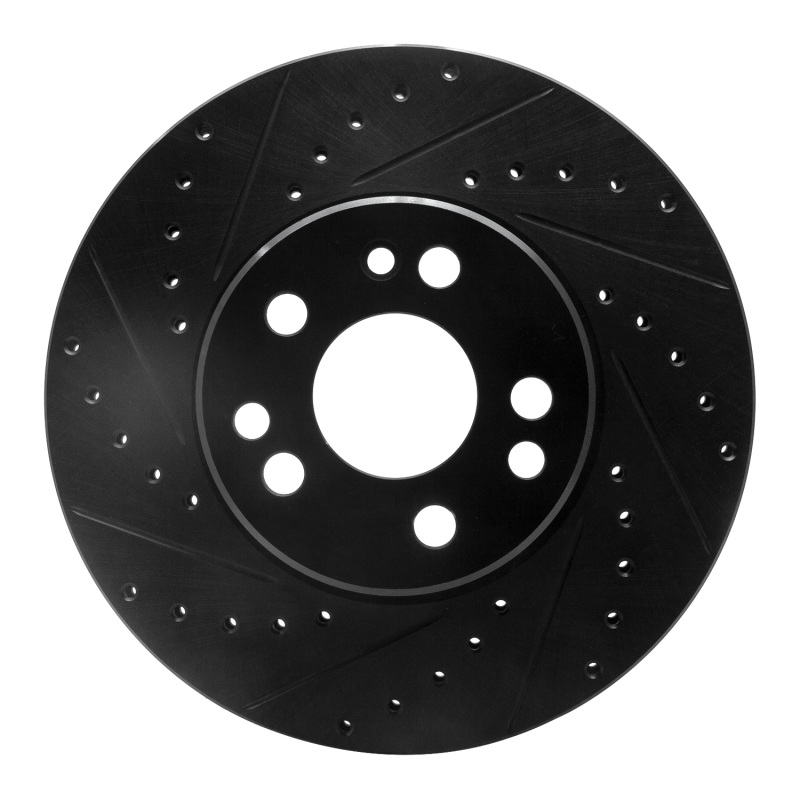 Picture of R1 91-99 Mercedes-Benz 300SD Front Left Drilled & Slotted Black Brake Rotor