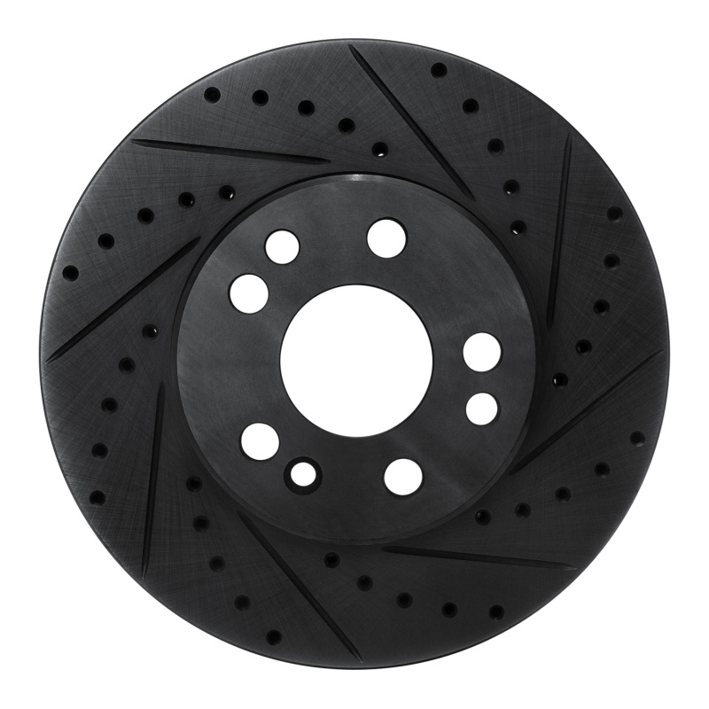 Picture of R1 91-99 Mercedes-Benz S350 Front Right Drilled & Slotted Black Brake Rotor