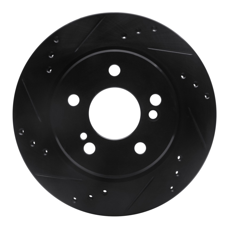 Picture of R1 92-94 Mercedes-Benz E500 Rear Left Drilled & Slotted Black Brake Rotor