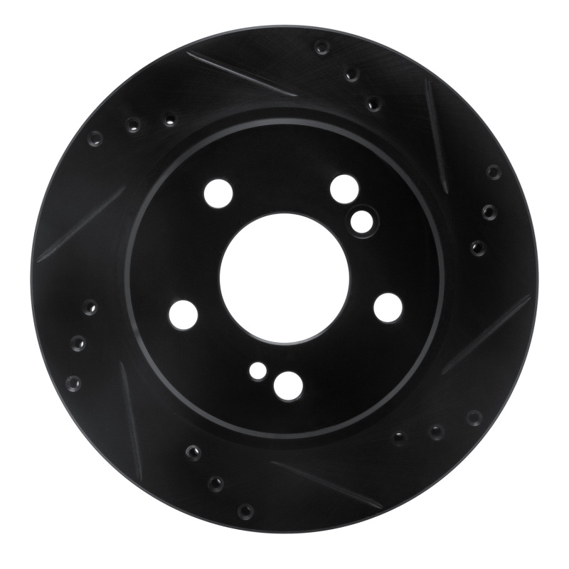 Picture of R1 92-94 Mercedes-Benz 500E Rear Right Drilled & Slotted Black Brake Rotor