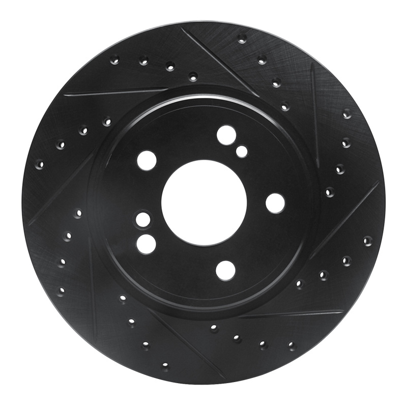 Picture of R1 93-02 Mercedes-Benz SL600 Rear Right Drilled & Slotted Black Brake Rotor