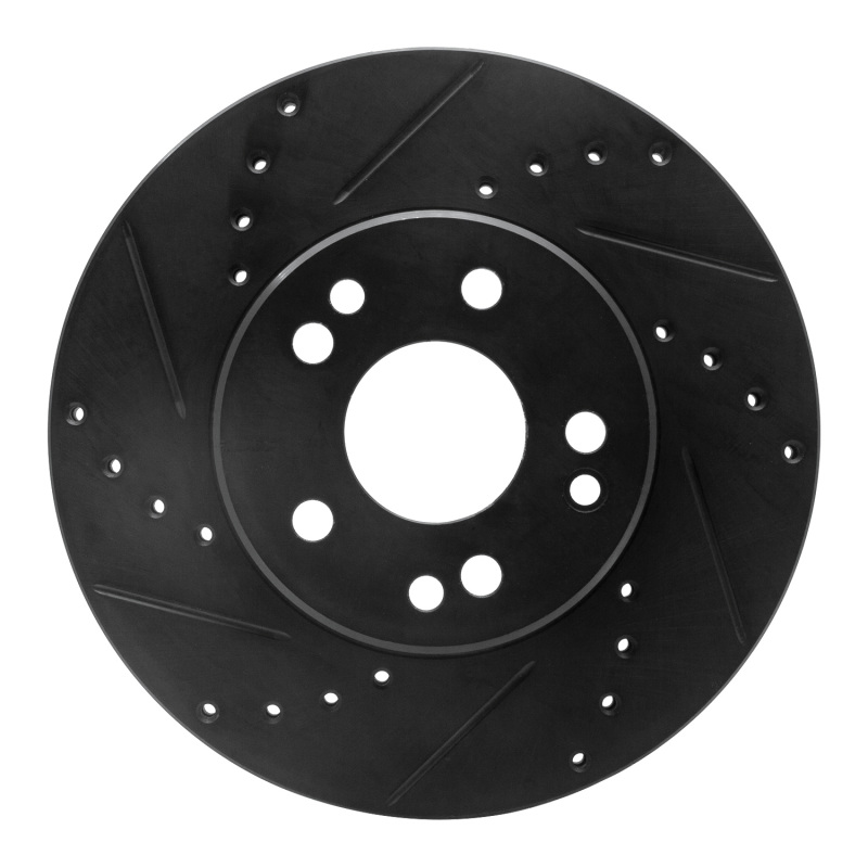 Picture of R1 90-95 Mercedes-Benz E420 Front Left Drilled & Slotted Black Brake Rotor