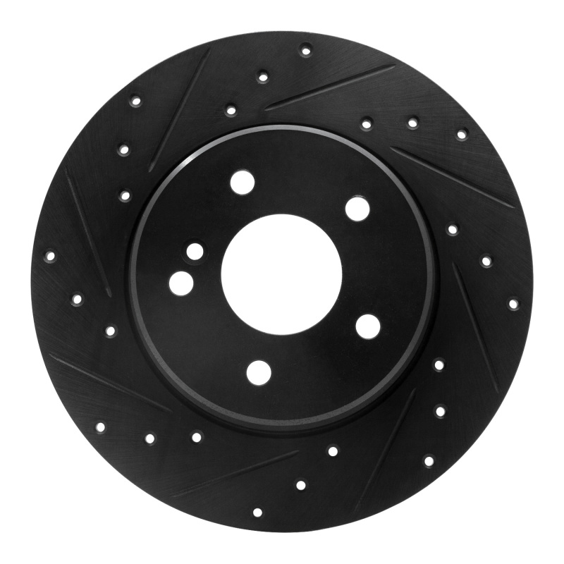 Picture of R1 98-03 Mercedes-Benz E320 Rear Left Drilled & Slotted Black Brake Rotor