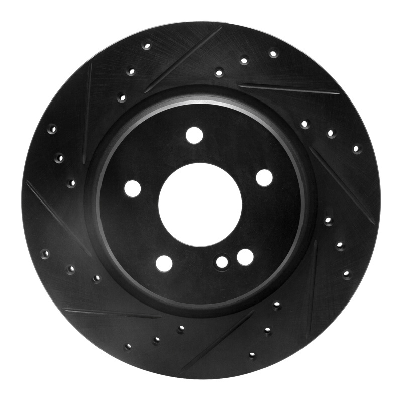 Picture of R1 98-09 Chrysler Crossfire Rear Left Drilled & Slotted Black Brake Rotor