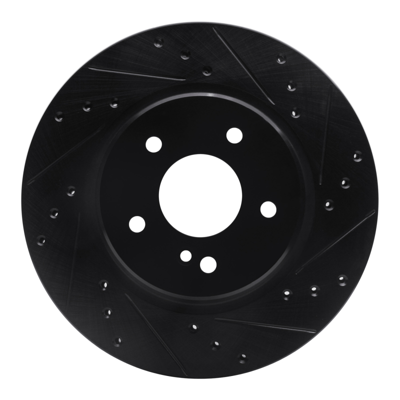 Picture of R1 98-09 Chrysler Crossfire Rear Right Drilled & Slotted Black Brake Rotor