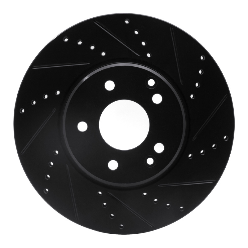 Picture of R1 96-11 Chrysler Crossfire Front Right Drilled & Slotted Black Brake Rotor