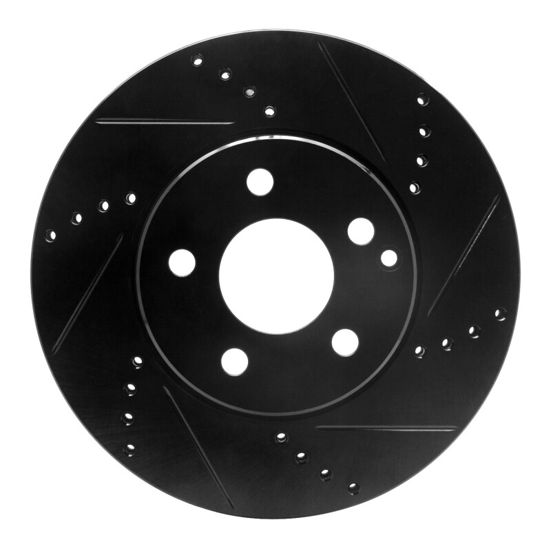 Picture of R1 03-09 Mercedes-Benz E350 Front Right Drilled & Slotted Black Brake Rotor