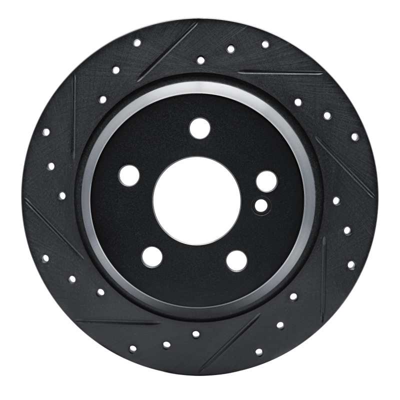 Picture of R1 03-06 Mercedes-Benz SL500 Rear Left Drilled & Slotted Black Brake Rotor