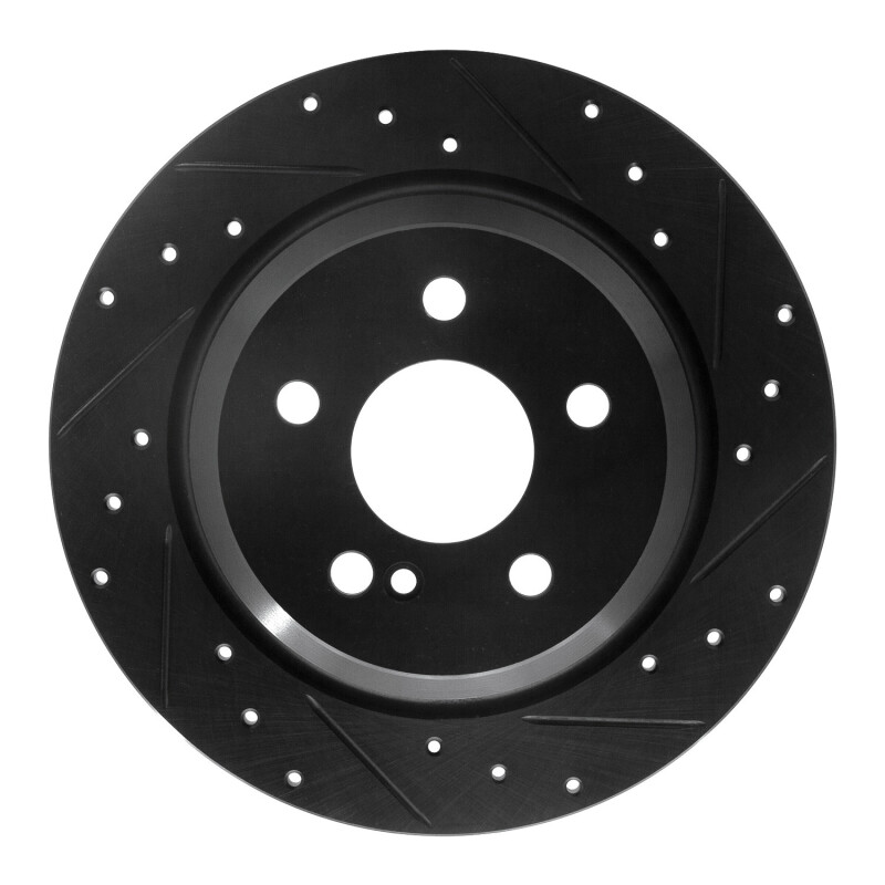 Picture of R1 07-13 Mercedes-Benz S550 Rear Right Drilled & Slotted Black Brake Rotor