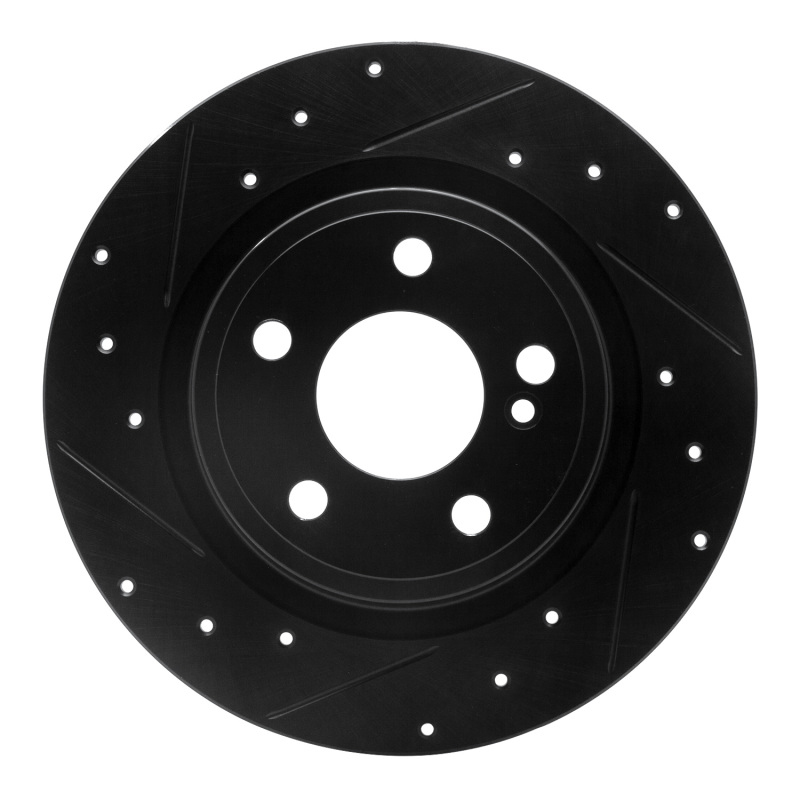 Picture of R1 14-20 Infiniti QX30 Rear Left Drilled & Slotted Black Brake Rotor