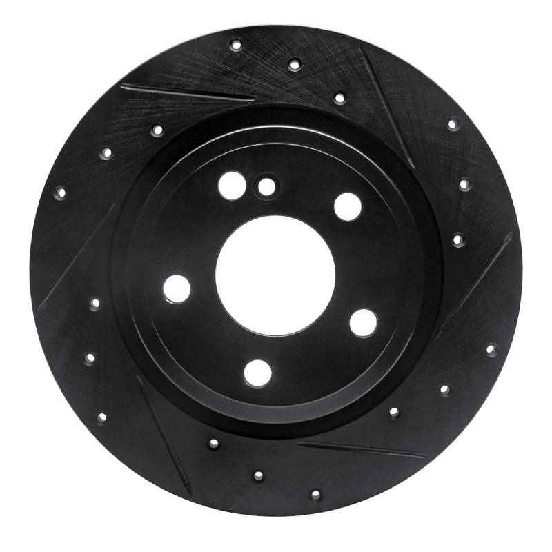 Picture of R1 14-20 Infiniti QX30 Rear Right Drilled & Slotted Black Brake Rotor