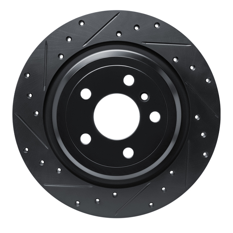 Picture of R1 12-18 Mercedes-Benz GLE300D Rear Left Drilled & Slotted Black Brake Rotor