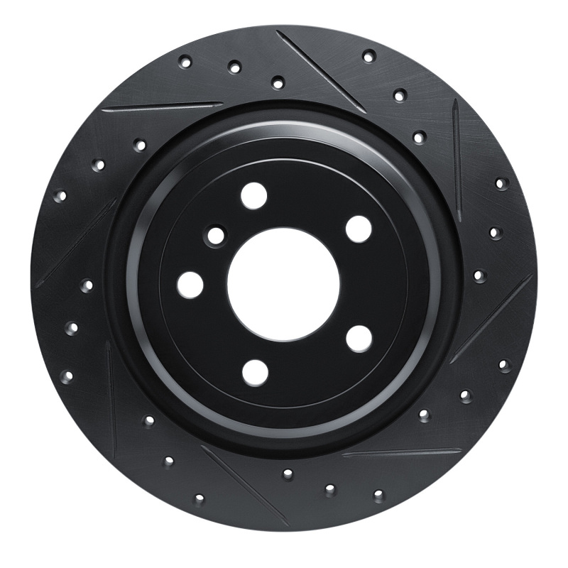 Picture of R1 12-18 Mercedes-Benz GLE350 Rear Right Drilled & Slotted Black Brake Rotor