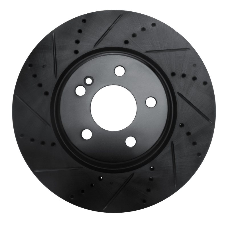 Picture of R1 16-23 Mercedes-Benz GLC250 (South America) Rear Left Drilled & Slotted Black Brake Rotor