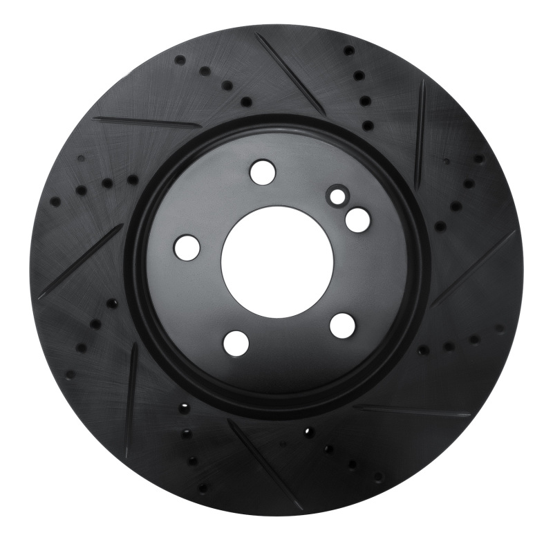 Picture of R1 16-23 Mercedes-Benz GLC350e Rear Right Drilled & Slotted Black Brake Rotor