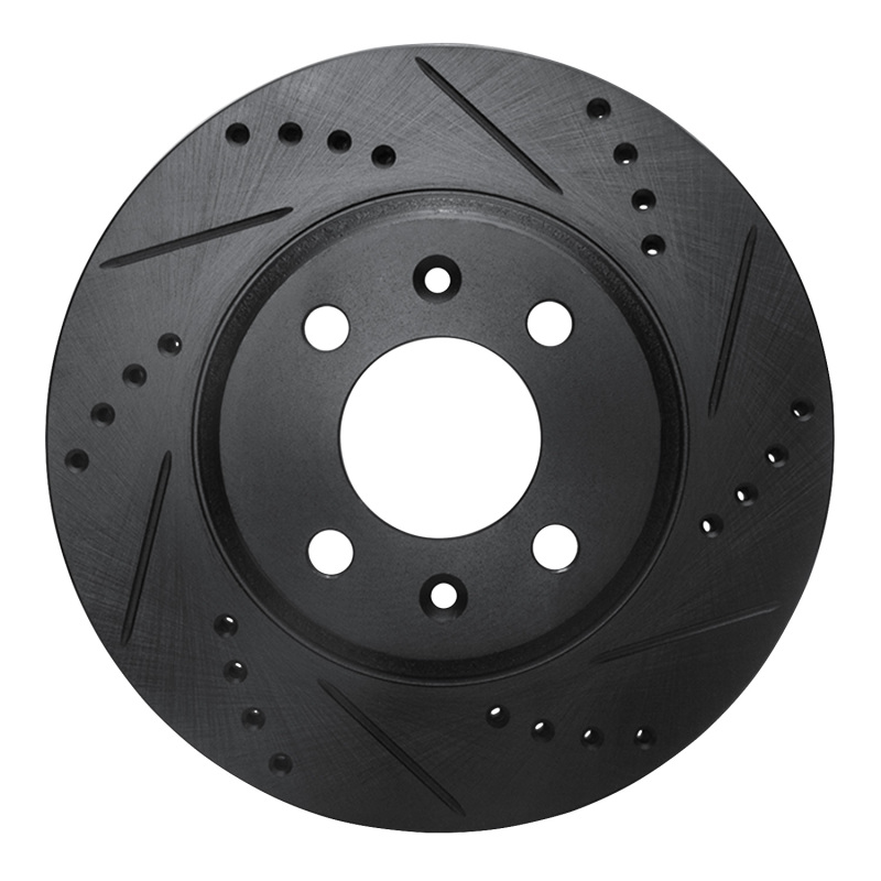 Picture of R1 87-93 Saab 900 Front Right Drilled & Slotted Black Brake Rotor