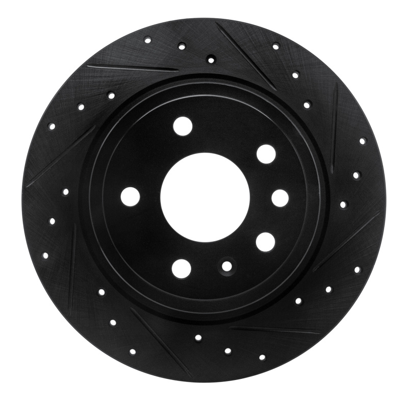 Picture of R1 99-10 Saab 9-5 Rear Right Drilled & Slotted Black Brake Rotor