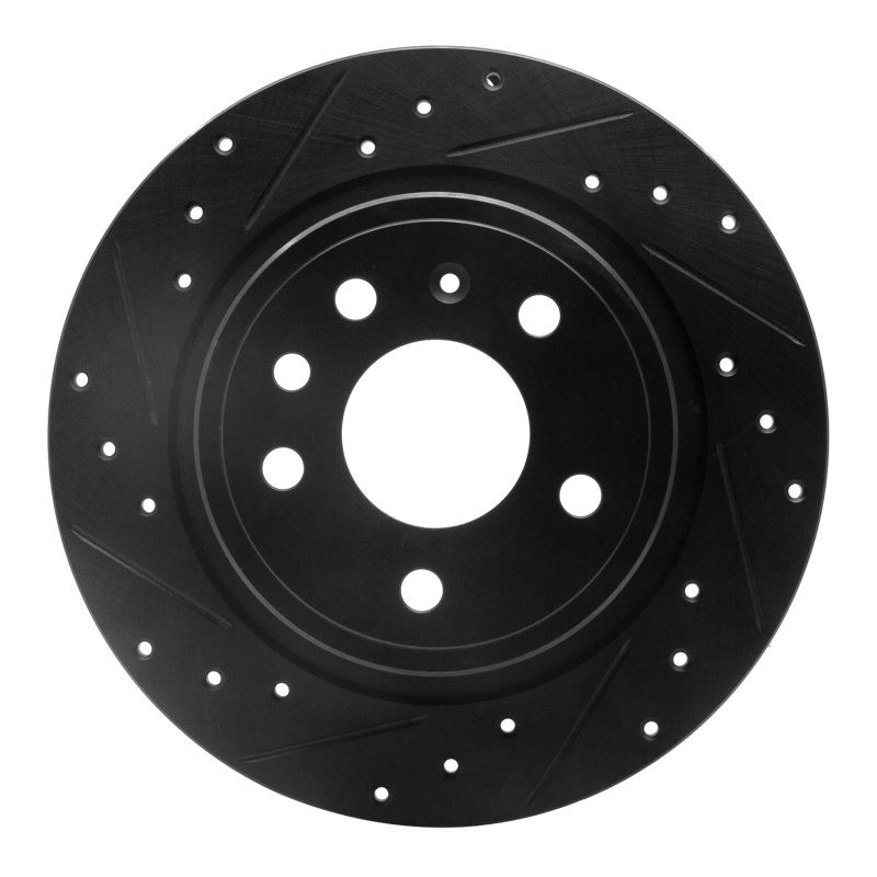Picture of R1 99-10 Saab 9-5 Rear Left Drilled & Slotted Black Brake Rotor