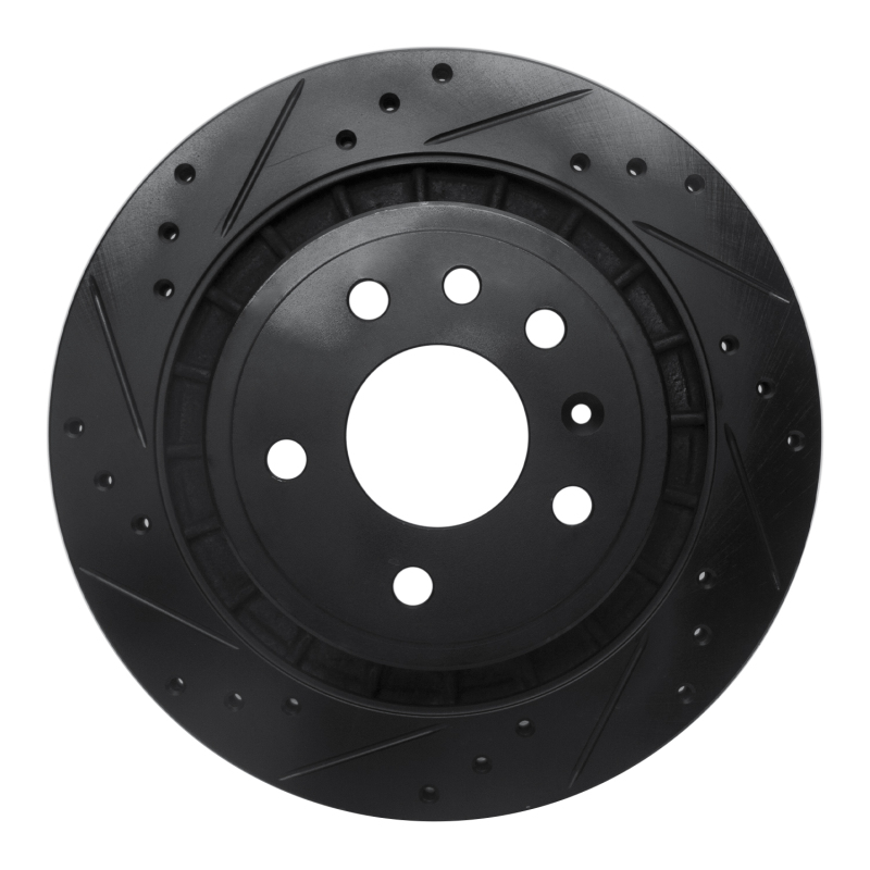 Picture of R1 02-10 Saab 9-5 Rear Left Drilled & Slotted Black Brake Rotor