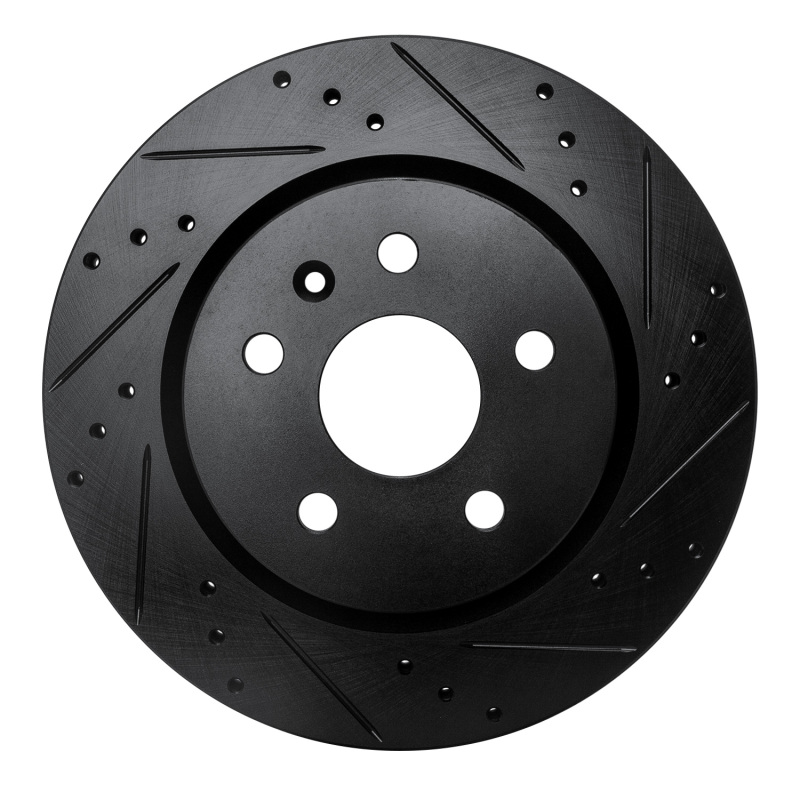 Picture of R1 10-25 Buick Regal Rear Right Drilled & Slotted Black Brake Rotor