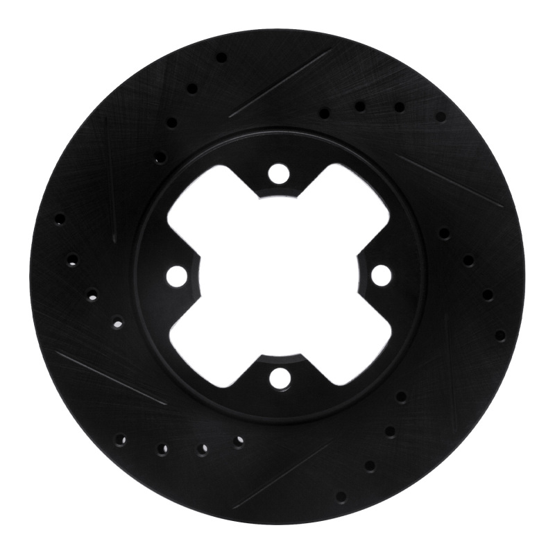 Picture of R1 79-83 Nissan 280ZX Front Left Drilled & Slotted Black Brake Rotor