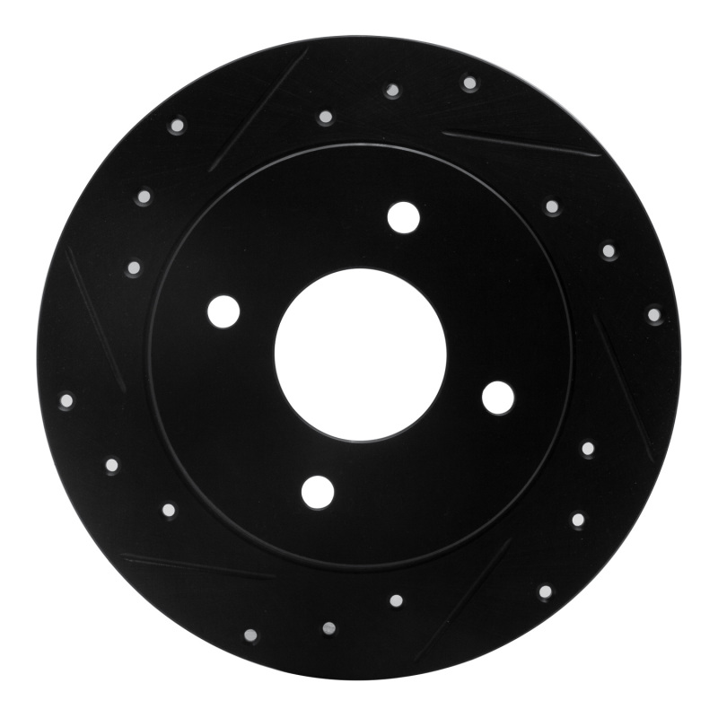 Picture of R1 79-81 Nissan 200SX Rear Left Drilled & Slotted Black Brake Rotor