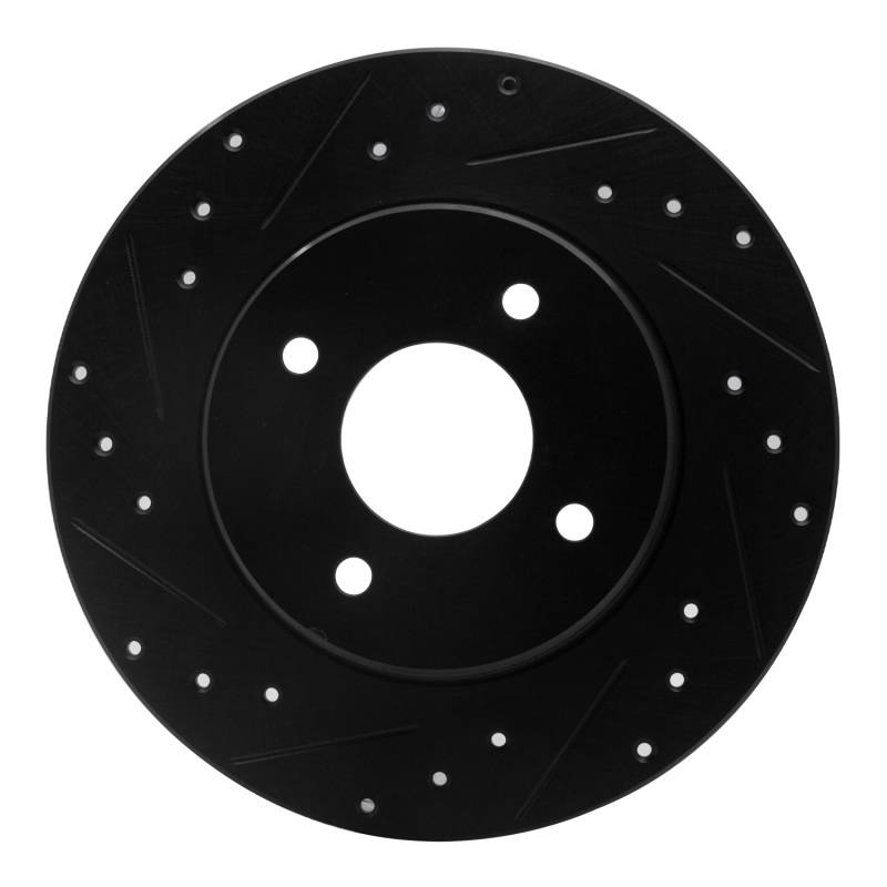 Picture of R1 84-85 Nissan 300ZX Rear Left Drilled & Slotted Black Brake Rotor