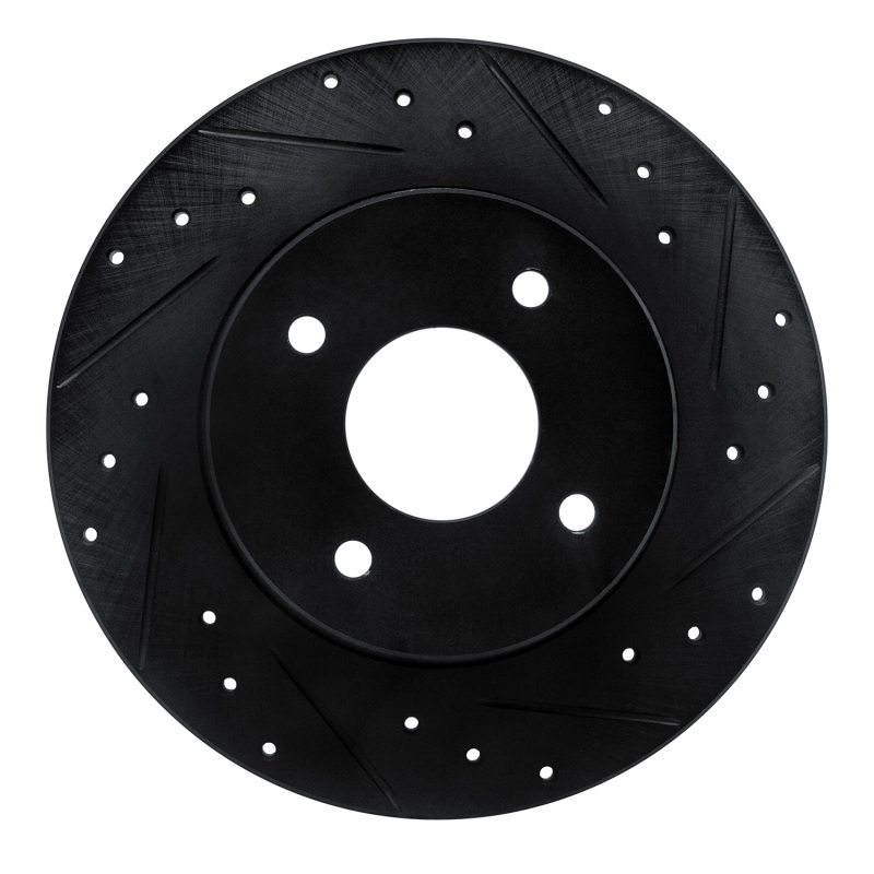 Picture of R1 84-85 Nissan 300ZX Rear Right Drilled & Slotted Black Brake Rotor