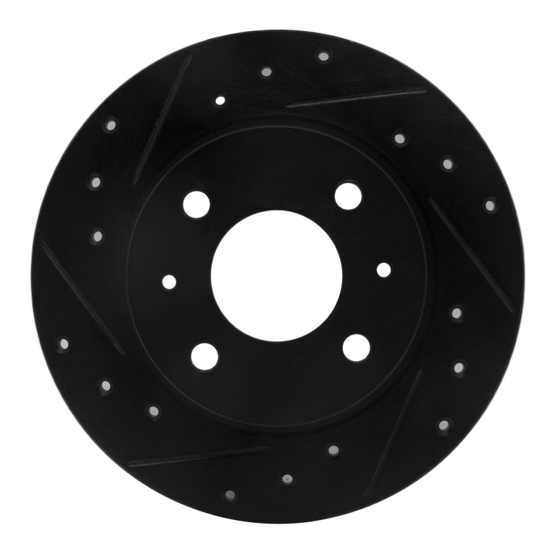 Picture of R1 86-06 Nissan Pulsar NX Front Left Drilled & Slotted Black Brake Rotor