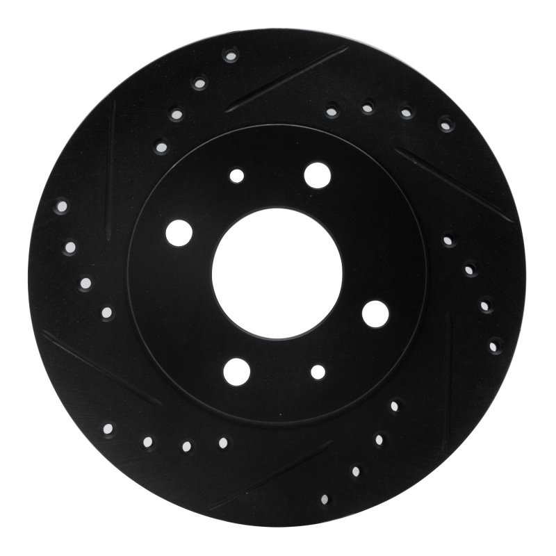 Picture of R1 86-17 Nissan NX Front Left Drilled & Slotted Black Brake Rotor