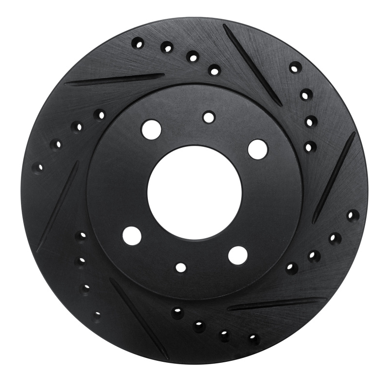 Picture of R1 86-17 Nissan Pulsar NX Front Right Drilled & Slotted Black Brake Rotor