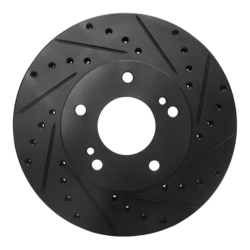 Picture of R1 87-89 Nissan 300ZX Turbo Front Right Drilled & Slotted Black Brake Rotor