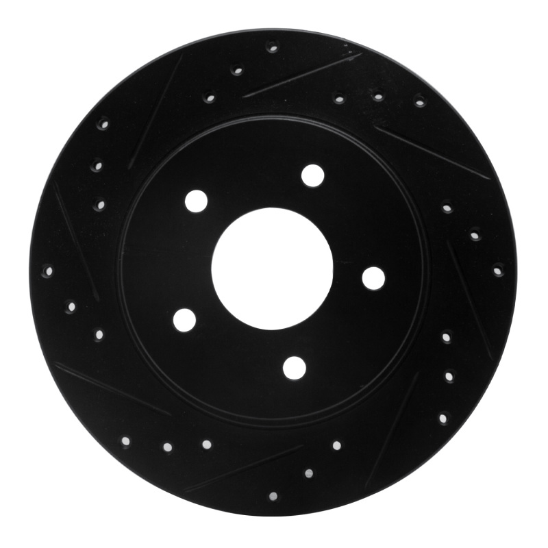 Picture of R1 87-89 Nissan 300ZX Turbo Rear Left Drilled & Slotted Black Brake Rotor