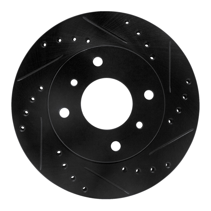 Picture of R1 89-13 Infiniti G20 Front Right Drilled & Slotted Black Brake Rotor