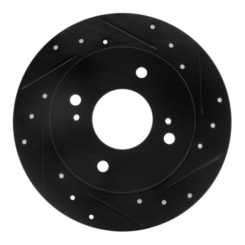 Picture of R1 89-98 Nissan 240SX Rear Right Drilled & Slotted Black Brake Rotor
