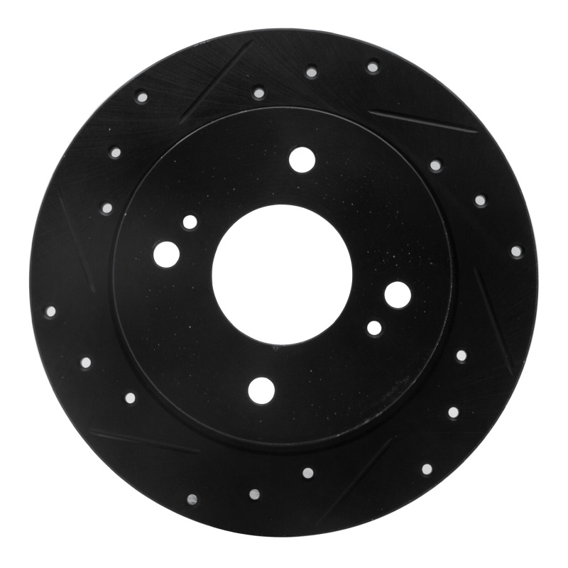 Picture of R1 89-98 Nissan 240SX Rear Left Drilled & Slotted Black Brake Rotor