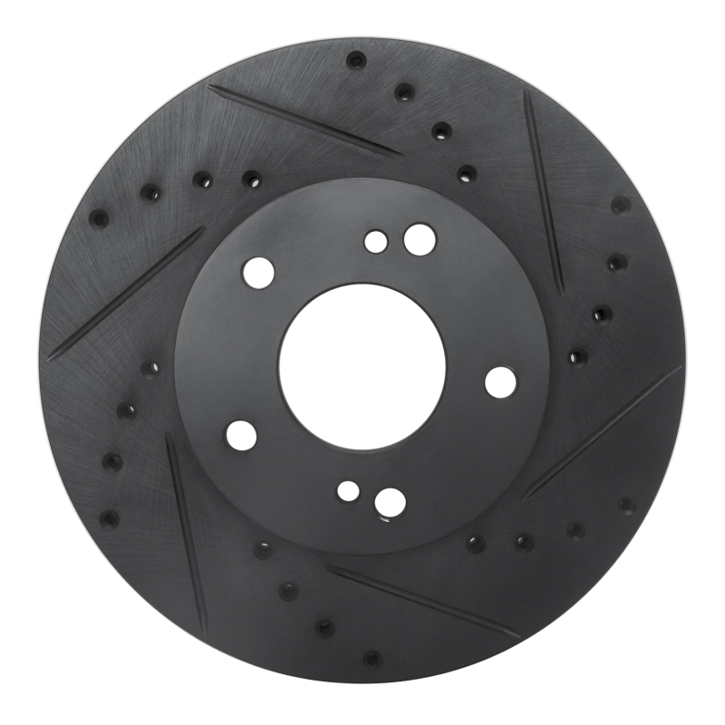 Picture of R1 89-90 Nissan 300ZX Front Right Drilled & Slotted Black Brake Rotor