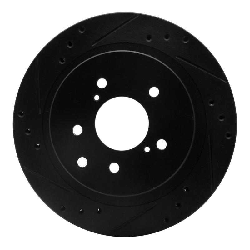 Picture of R1 89-96 Nissan 300ZX Rear Left Drilled & Slotted Black Brake Rotor