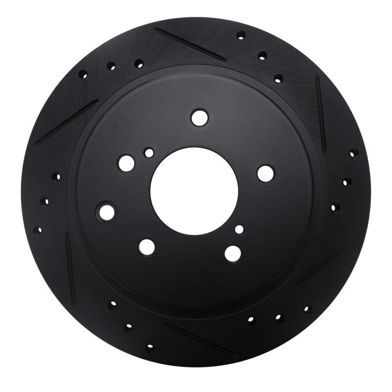 Picture of R1 89-96 Nissan 300ZX Rear Right Drilled & Slotted Black Brake Rotor