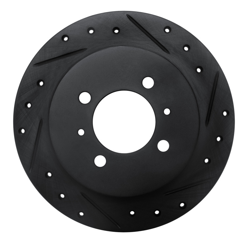 Picture of R1 91-94 Nissan Sentra Rear Right Drilled & Slotted Black Brake Rotor