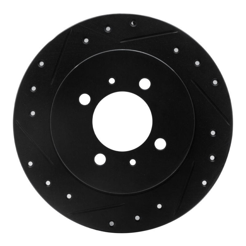 Picture of R1 91-94 Nissan Sentra Rear Left Drilled & Slotted Black Brake Rotor