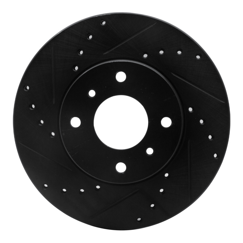 Picture of R1 93-06 Infiniti G20 Front Left Drilled & Slotted Black Brake Rotor