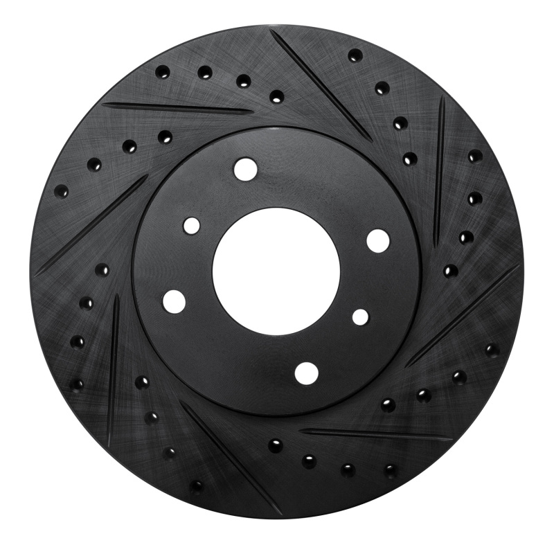 Picture of R1 93-06 Infiniti G20 Front Right Drilled & Slotted Black Brake Rotor