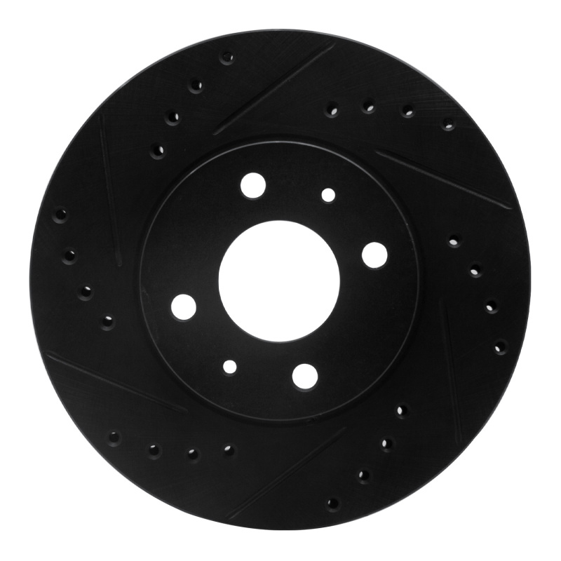 Picture of R1 91-94 Nissan Sentra Front Left Drilled & Slotted Black Brake Rotor