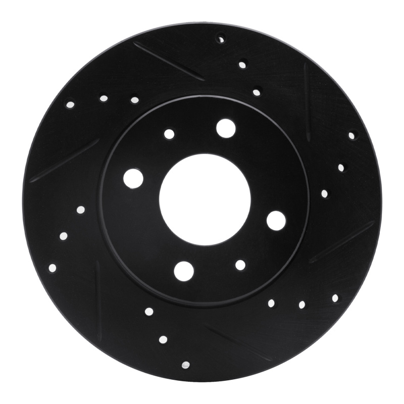 Picture of R1 95-00 Nissan Sentra Front Right Drilled & Slotted Black Brake Rotor