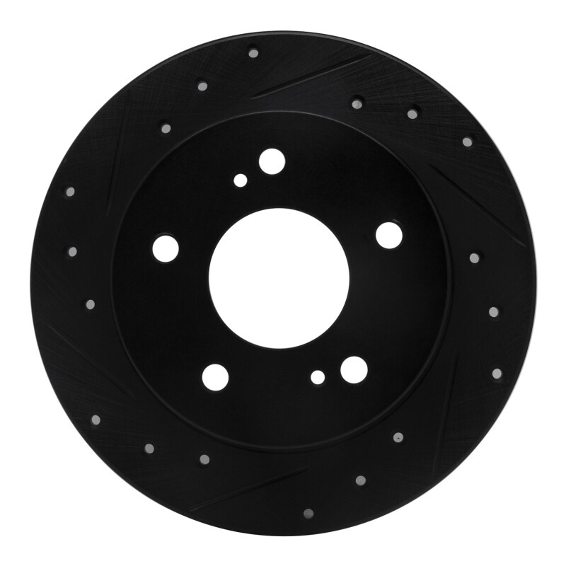 Picture of R1 94-98 Nissan 240SX Rear Left Drilled & Slotted Black Brake Rotor