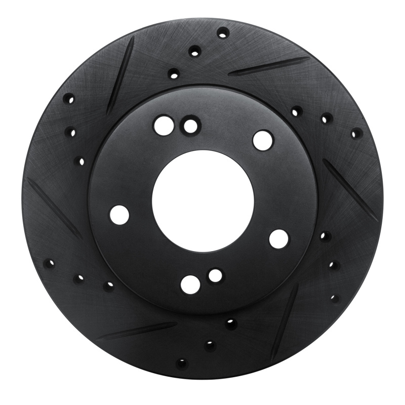 Picture of R1 96-98 Nissan 240SX Front Left Drilled & Slotted Black Brake Rotor
