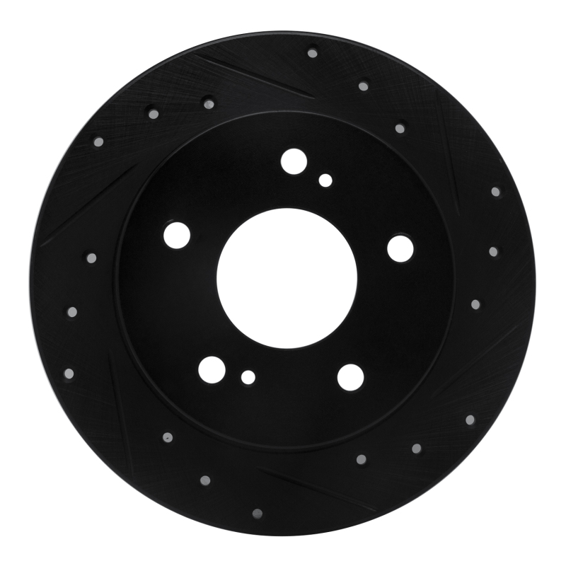 Picture of R1 94-98 Nissan 240SX Rear Right Drilled & Slotted Black Brake Rotor