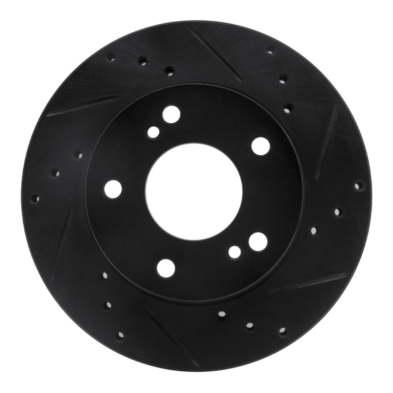 Picture of R1 96-98 Nissan 240SX Front Right Drilled & Slotted Black Brake Rotor